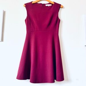 French Connection Burgundy Sleeveless A-Line Mini Dress Size US6 Stretch.